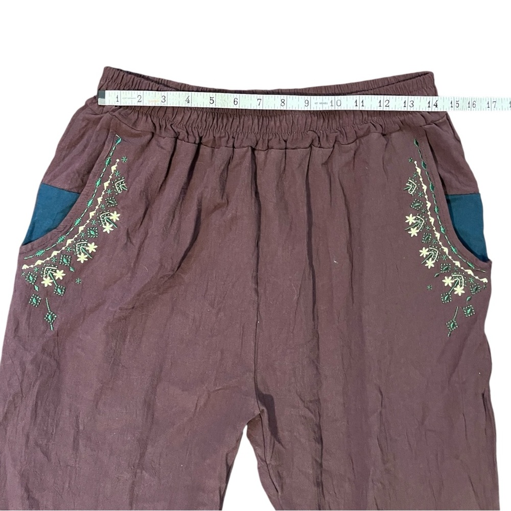 Brown Cotton Embroidered Pants - Picture 5 of 6